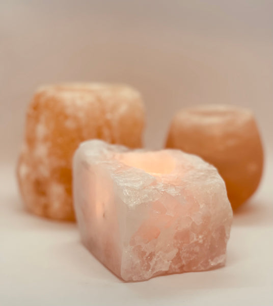 Rose Quartz Candle Holder - Polished Face